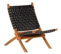 vidaXL Relaxstoel inklapbaar echt leer zwart356377 Noir G