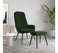 vidaXL Relaxstoel met voetenbank fluweel donkergroen3097621 G