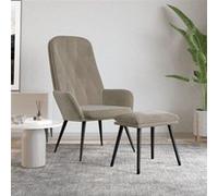 Relaxstoel met voetenbank fluweel lichtgrijs3097619