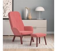 Relaxstoel met voetenbank fluweel roze3097660
