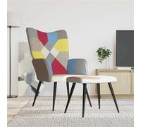 vidaXL Relaxstoel met voetenbank patchwork tissu Multicolore G