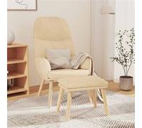 vidaXL Relaxstoel met voetenbank stof crÃmekleurig3097344 G