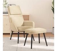 VidaXL Chaise de relaxation avec tabouret crème tissu