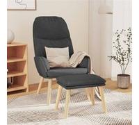 Relaxstoel met voetenbank stof donkergrijs3097343