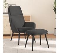 Relaxstoel met voetenbank stof donkergrijs3097769