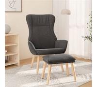 Relaxstoel met voetenbank stof donkergrijs3097883