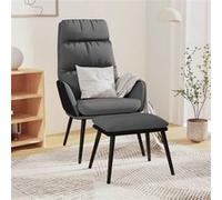 vidaXL Relaxstoel met voetenbank stof en kunstleer lichtgrijs3097506 gris clair G
