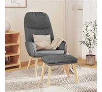 Relaxstoel met voetenbank stof lichtgrijs3097342