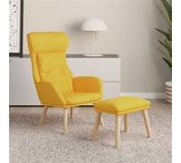 vidaXL Relaxstoel met voetenbank stof mosterdgeel3097757 G