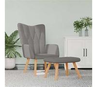 vidaXL Chaise de relaxation avec tabouret – tissu taupe