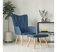 vidaXL Chaise de relaxation avec tabouret Bleu Tissu