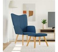 vidaXL Chaise de relaxation avec tabouret Tissu Bleu