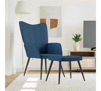 vidaXL Chaise de relaxation avec tabouret tissu bleu