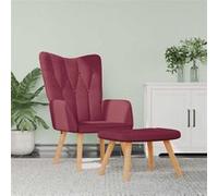 vidaXL Chaise de relaxation avec tabouret Tissu Rouge bordeaux