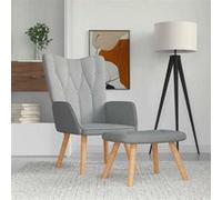 vidaXL Chaise de relaxation 327534 avec tabouret et repose-pied tissu gris clair