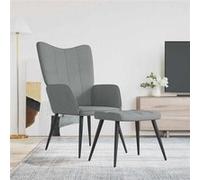 vidaXL Chaise de relaxation et tabouret Gris clair