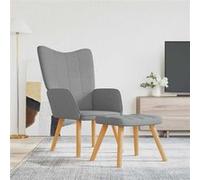 vidaXL Chaise de relaxation avec tabouret Gris clair Tissu