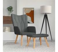 vidaXL Relaxstoel met voetenbank tissu gris foncé Gris foncé G