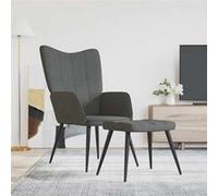 vidaXL Relaxstoel met voetenbank tissu gris foncé Gris G