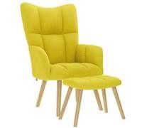 vidaXL Relaxstoel met voetenbank tissu jaune pâle Jaune G