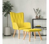 Relaxstoel met voetenbank tissu mosterdjaune