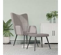 vidaXL Chaise de relaxation avec tabouret Taupe Tissu