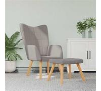 vidaXL Relaxstoel met voetenbank tissu taupe Taupe G