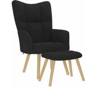 vidaXL Chaise de relaxation avec repose-pied Noir Tissu