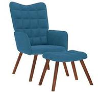 vidaXL Chaise de relaxation avec tabouret Bleu Velours