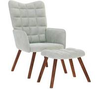vidaXL Fauteuil relax avec tabouret en velours gris clair