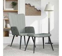 vidaXL Chaise de relaxation avec repose-pied – Velours gris clair