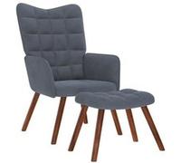vidaXL Fauteuil relax avec tabouret en velours gris foncé