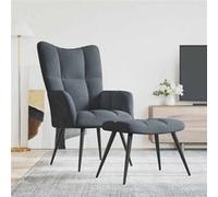 vidaXL Chaise de relaxation avec repose-pied Velours Gris foncé