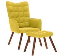 vidaXL Fauteuil relax avec tabouret en velours jaune