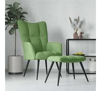 vidaXL Chaise de relaxation avec tabouret Vert clair Velours