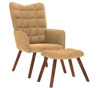 vidaXL Chaise de relaxation avec tabouret Marron Velours