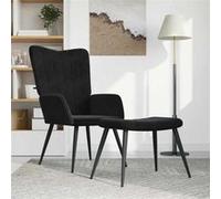vidaXL Relaxstoel met voetenbank velours noir Noir G