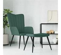 vidaXL Chaise de Relaxation avec Repose-Pied Siège de Relaxation Chaise de Détente Fauteuil de Salon Salle de Séjour Salon Vert Foncé Velours