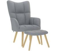 vidaXL Chaise de relaxation en tissu gris clair avec repose-pied pour salon