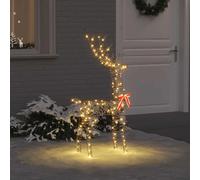 vidaXL Renne 3D avec 140 LED Blanc chaud 70 x 41 x 128 cm Rotin