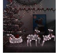 vidaXL Décoration Rennes et traîneau 60 LED doré