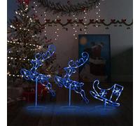vidaXL Renne et traîneaux Noël volant Acrylique 260x21x87 cm Bleu