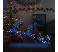 vidaXL Renne et traîneaux Noël volant Acrylique 260x21x87 cm Bleu