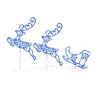 vidaXL Renne et Traîneaux Noël Volant Décoration de Noël Jardin Patio Arrière-Cour Extérieur Intérieur Acrylique 260x21x87 cm Bleu