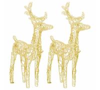 vidaXL Rennes de Noël 2 pcs 80 LED Blanc chaud Acrylique