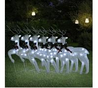 vidaXL Rennes de Noël 6 pièces 120 LED Blanc