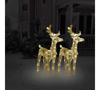 vidaXL Rennes de Noël 2 pcs 80 LED Blanc chaud Acrylique