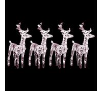 vidaXL Rennes de Noël - LED blanc chaud - 4 pcs