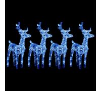 vidaXL 4x Rennes de Noël 160 LED Décoration de Noël Rennes Illuminés Décoration de Vacances Ornement de Fête Jardin Extérieur Bleu Acrylique Bleu G