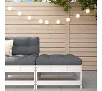 vidaXL Repose-pied de jardin avec coussin blanc bois de pin massif, tabouret, repose-pied ottoman, tabouret de jardin, pouf, 825556 Blanc G
